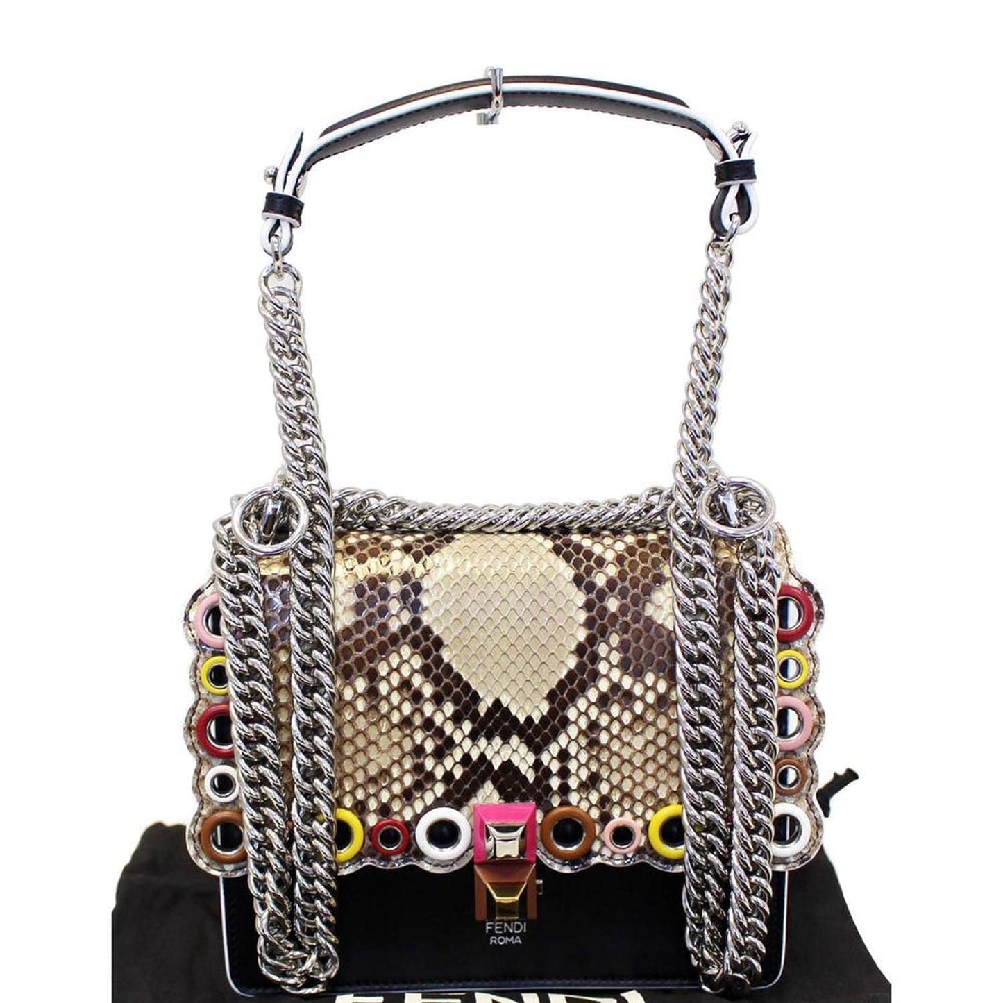 FENDI Kan I Small Python Leather Shoulder Crossbody Bag - Last Call