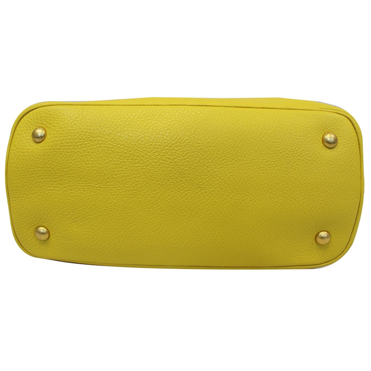 PRADA Vitello Phenix Leather Tote Bag Yellow - 25% OFF