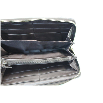 GUCCI Vintage Web GG Canvas Zip Around Wallet Beige