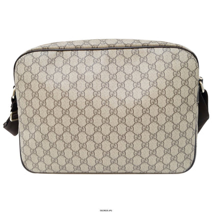 GUCCI Men's Beige/Ebony GG  Plus Coated Canvas Messenger Crossbody Bag 211107
