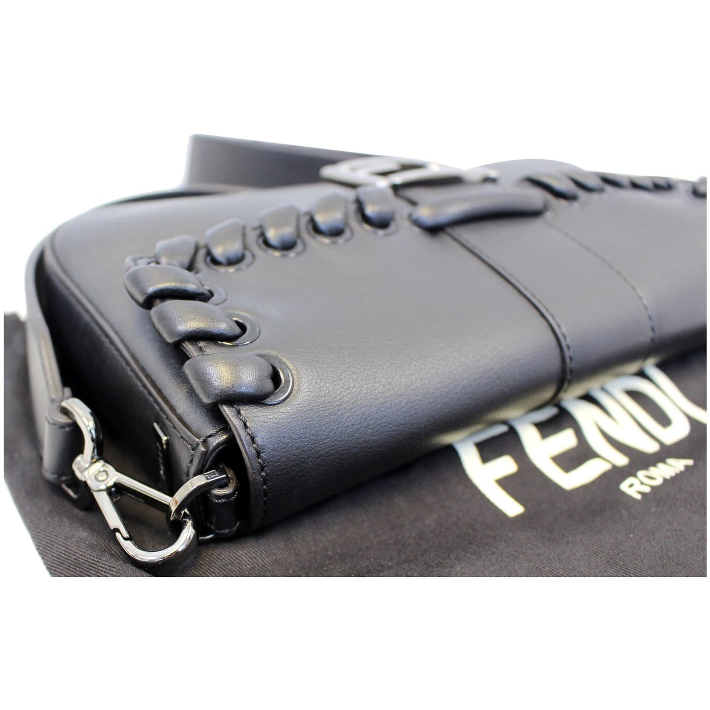 FENDI BAGUETTE Black Leather Shoulder Bag