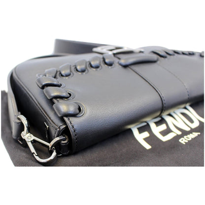 FENDI BAGUETTE Black Leather Shoulder Bag