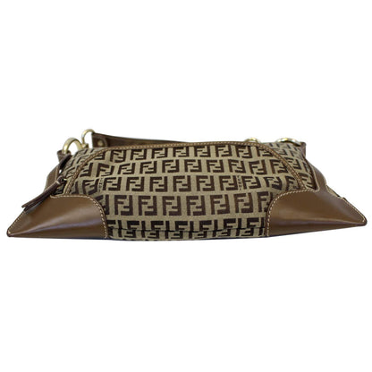 FENDI Zucca Small Canvas Shoulder Bag Beige