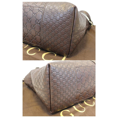 GUCCI Guccissima Leather Bree Top Handle Bag Dark Brown