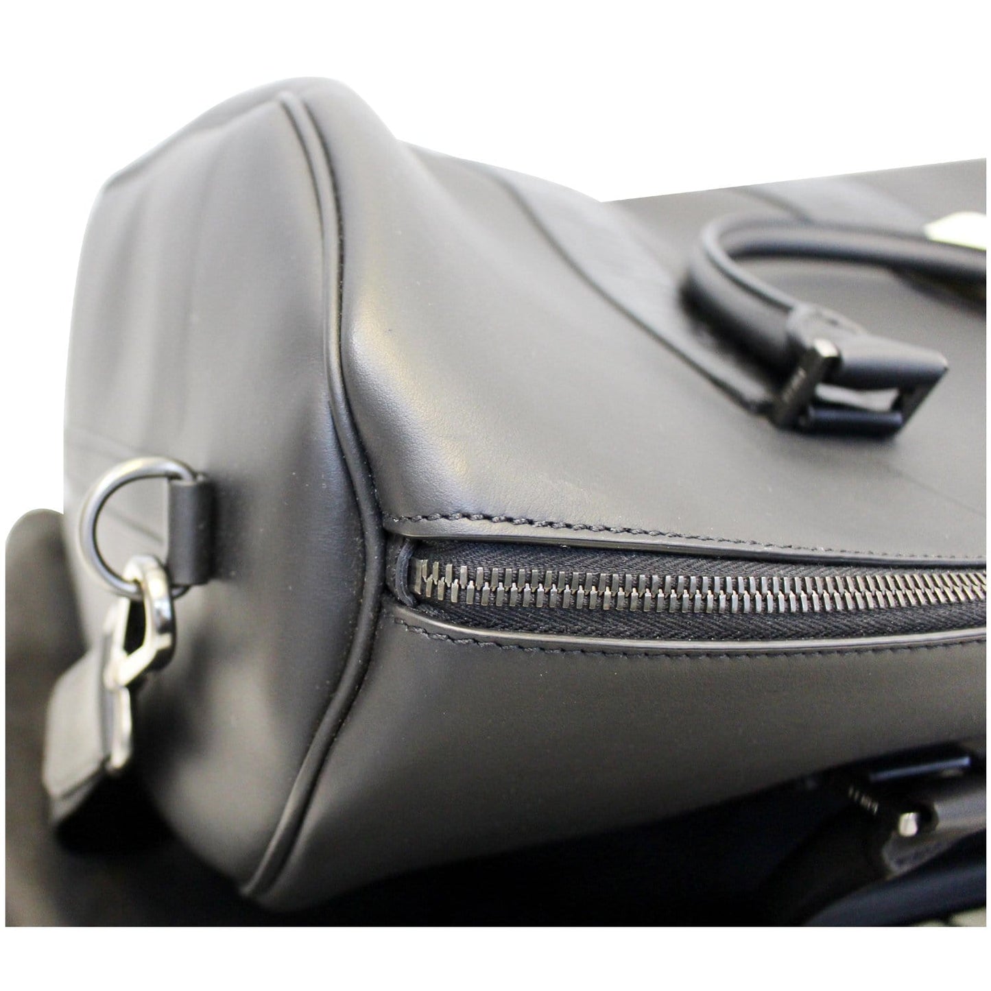 FENDI Black Leather Weekender Satchel Shoulder Bag