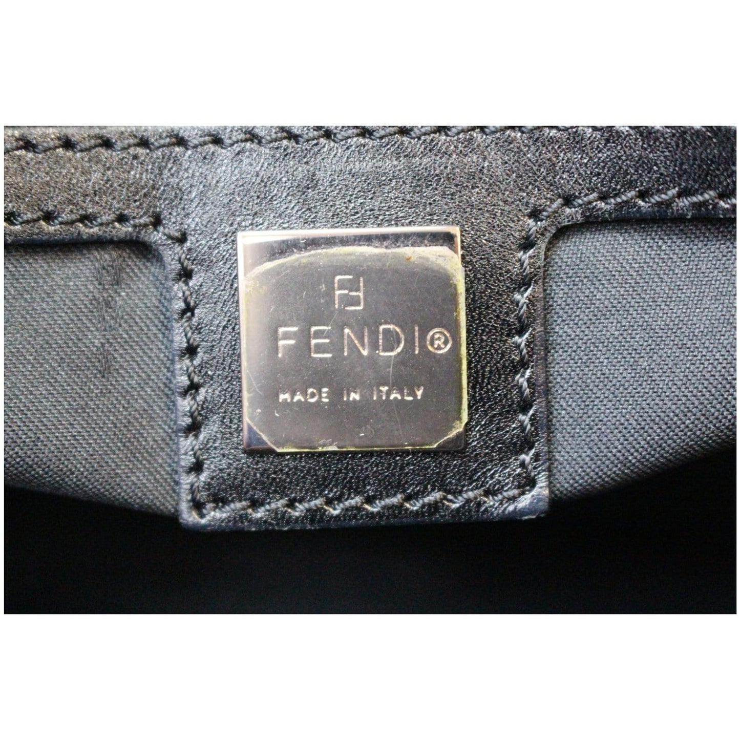 FENDI Top Handle Zucca Fabric Canvas Tote Brown
