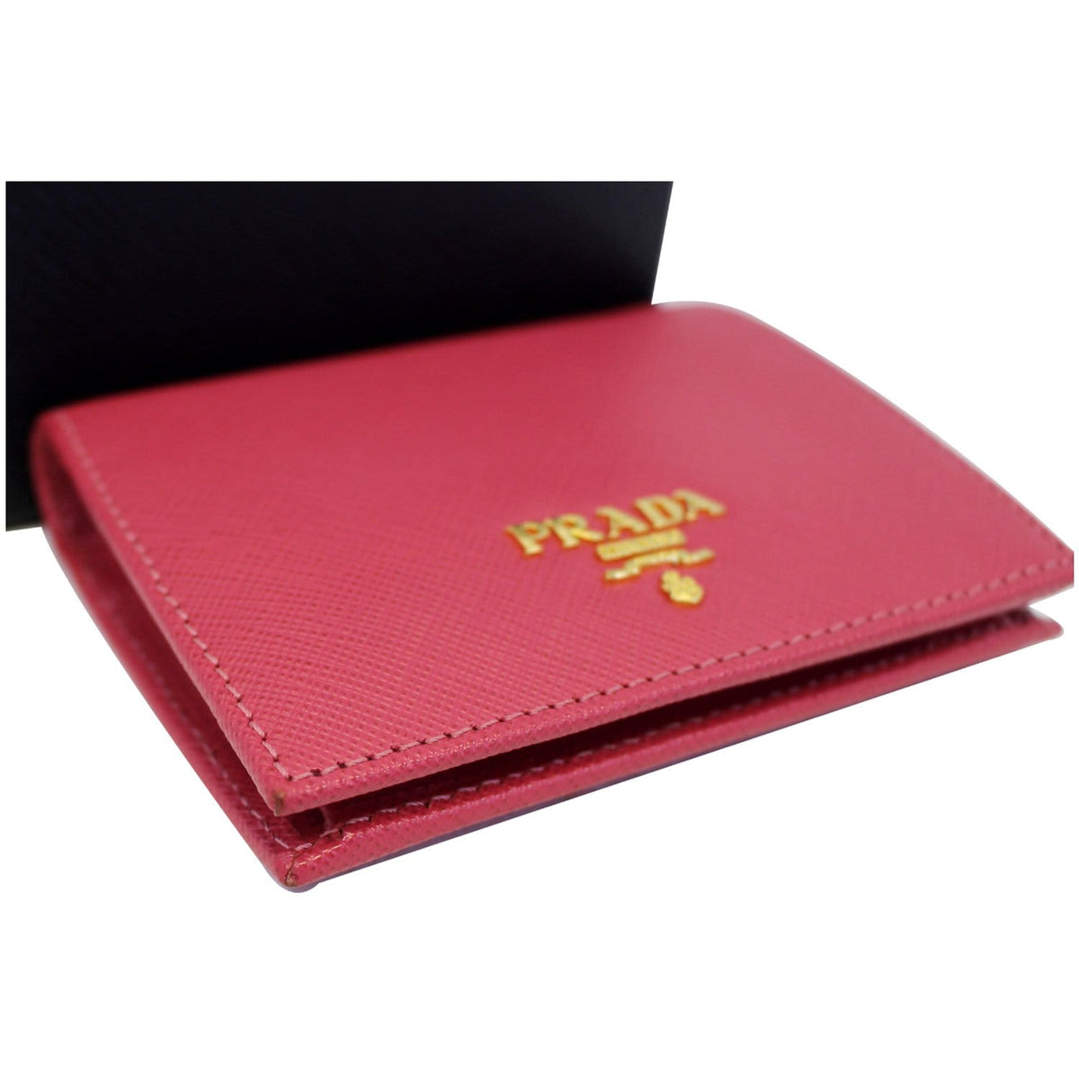 PRADA Saffiano Bi-Fold Card Wallet Red