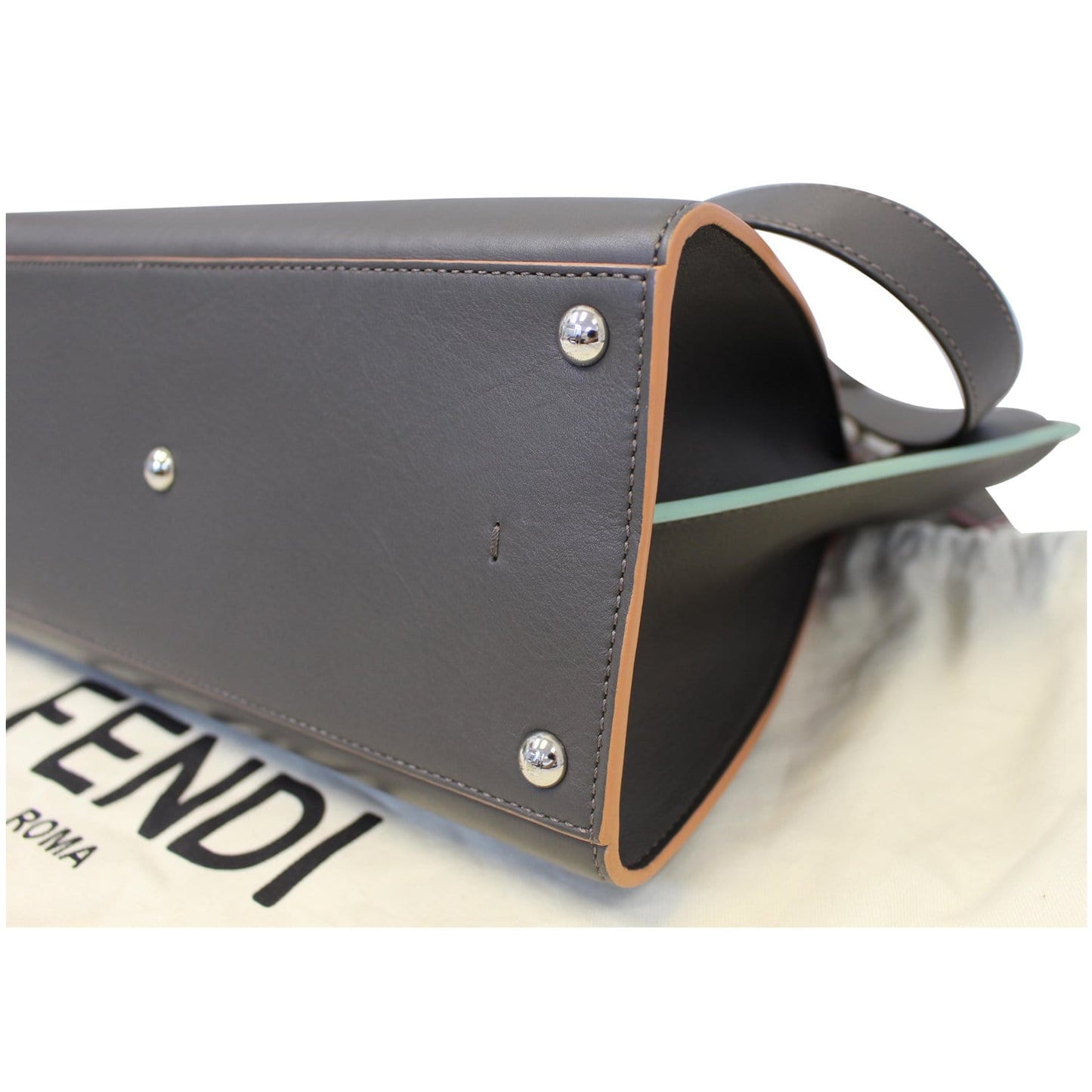 FENDI Petite 3Jours Calfskin Leather Tote Bag Dark Grey