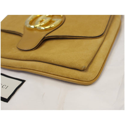 GUCCI Arli Medium Suede Leather Shoulder Crossbody Bag Mustard Yellow