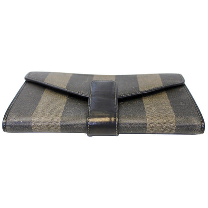 FENDI Vintage Pequin Stripe Wallet Brown