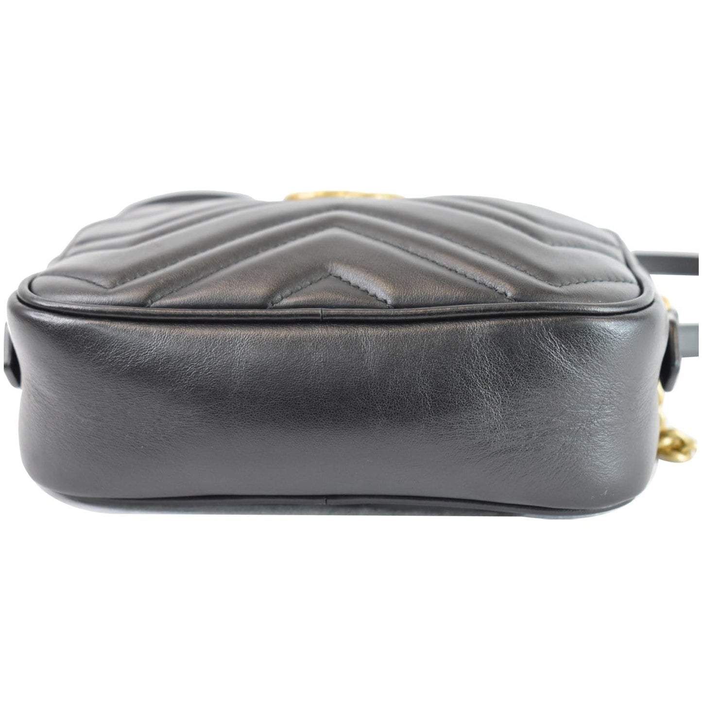 GUCCI GG Marmont Matelasse Mini Leather Crossbody Bag Black 448065