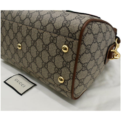 GUCCI Blind for Love Embroidered GG Supreme Canvas Boston Bag Maple Brown 409529
