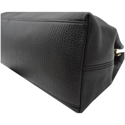 GUCCI Soho Pebbled Leather Chain Shoulder Bag Black 308982
