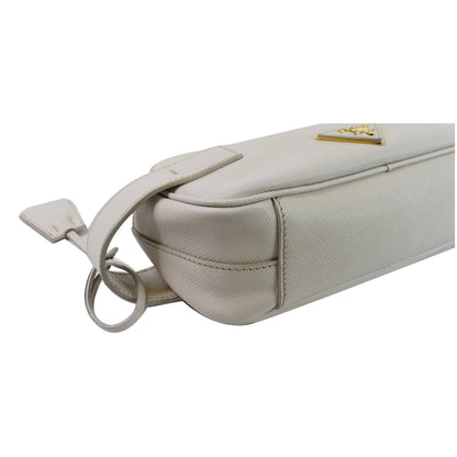 PRADA Lux Pochette Cammeo Saffiano Leather Pouch Bag Talco - Last Call