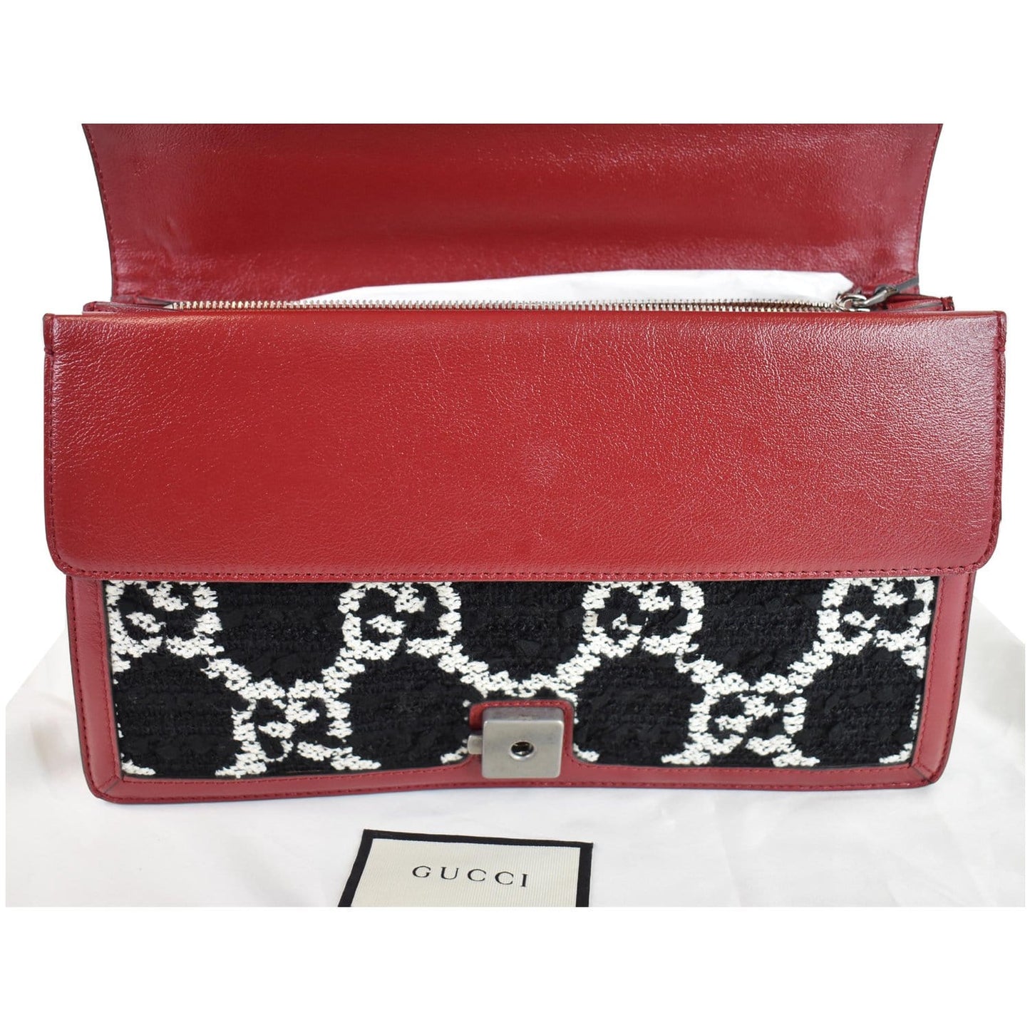 GUCCI Dionysus GG Tweed Small Shoulder Bag Cerise 400249