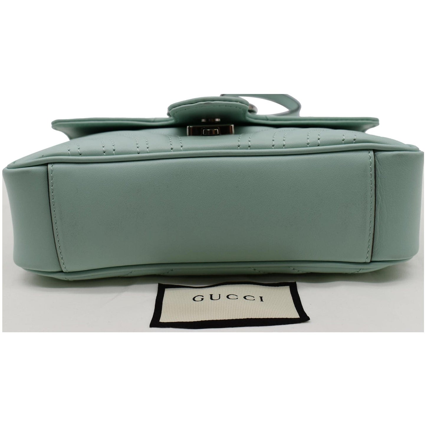 GUCCI GG Marmont Mini Matelasse Leather Crossbody Bag Bright Green 446744