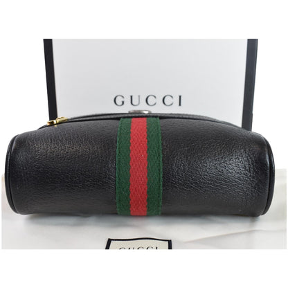 GUCCI Ophidia Mini GG Web Leather Crossbody Bag Black 517350