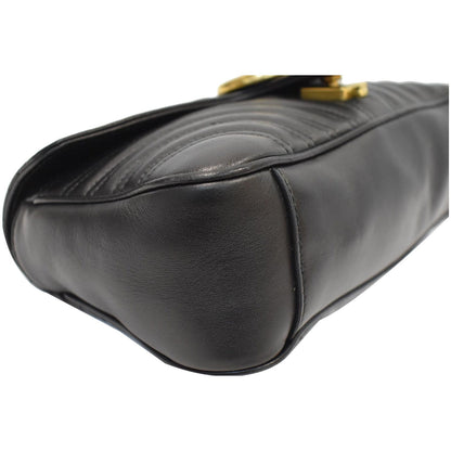 GUCCI GG Marmont Small Matelasse Leather Crossbody Bag Black 443497