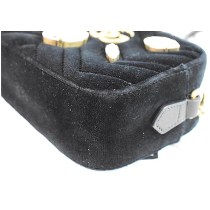 GUCCI GG Marmont Mini Marquise Crystal Velvet Crossbody Bag 448065