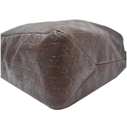 GUCCI Horsebit Large Guccissima Leather Hobo Bag Dark Brown 114900