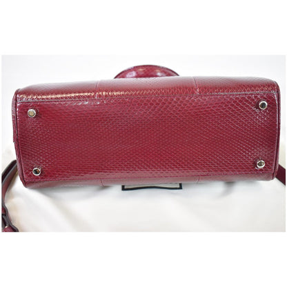GUCCI Zumi Small Snakeskin Leather Top Handle Bag Bordeaux 569712