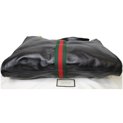 GUCCI Rajah Large Leather Tote Shoulder Bag Black 537219