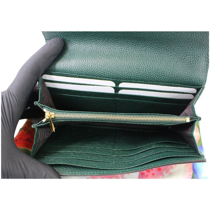 GUCCI Zumi Grainy Leather Continental Wallet Dark Green 573612