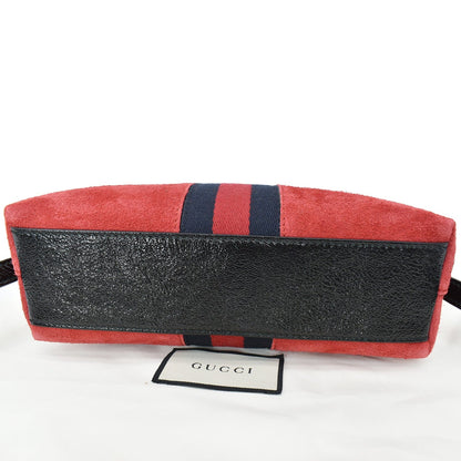 GUCCI Ophidia GG Small Suede Shoulder Bag Red 499621