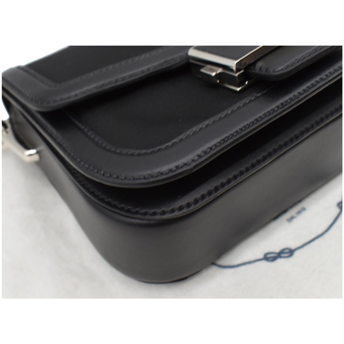 PRADA Nylon Leather Shoulder Bag Black