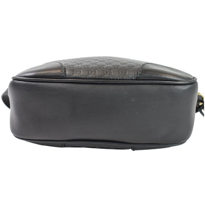 GUCCI Bree Micro GG Guccissima Leather Crossbody Bag Black 449413