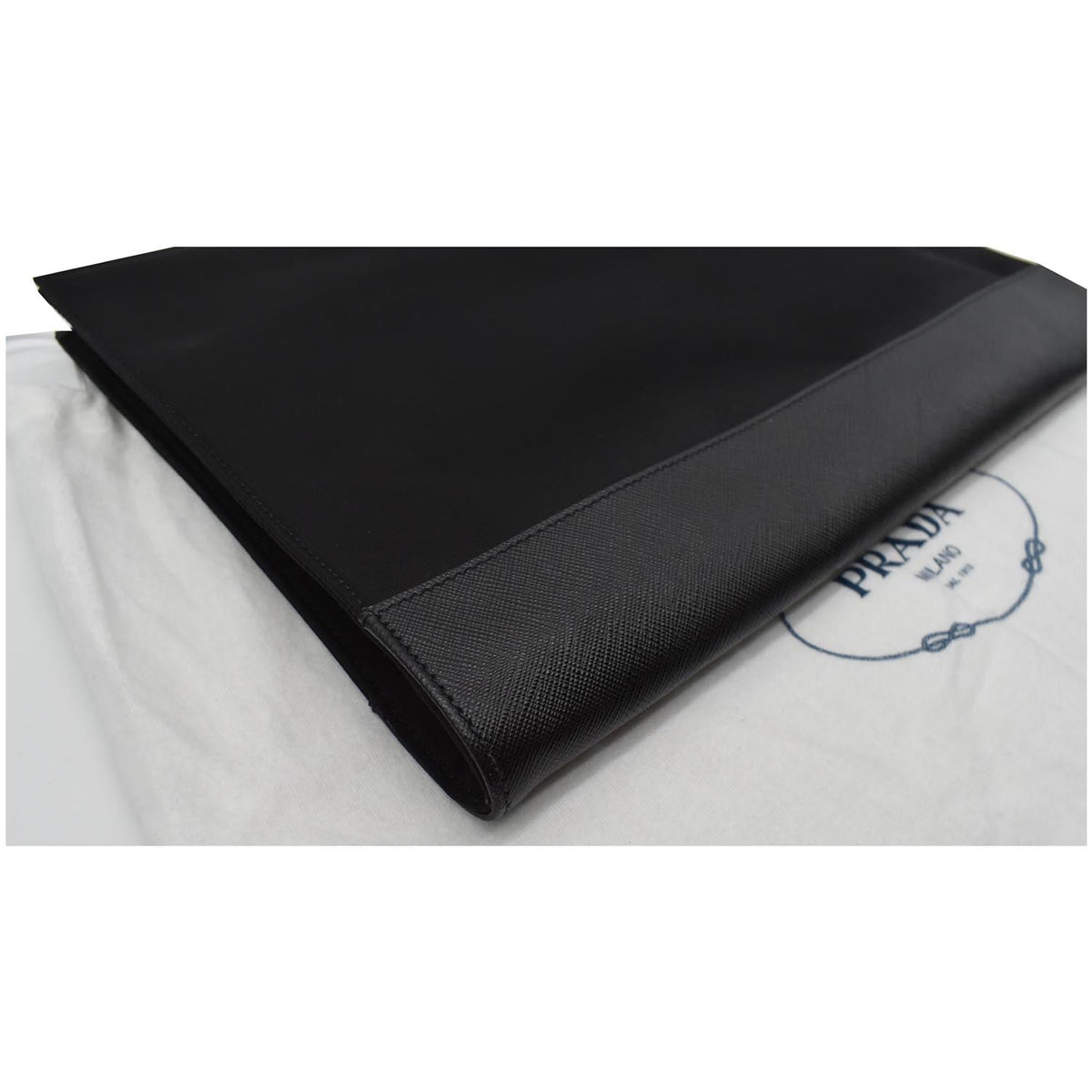 PRADA Document Nylon Leather Pouch Black