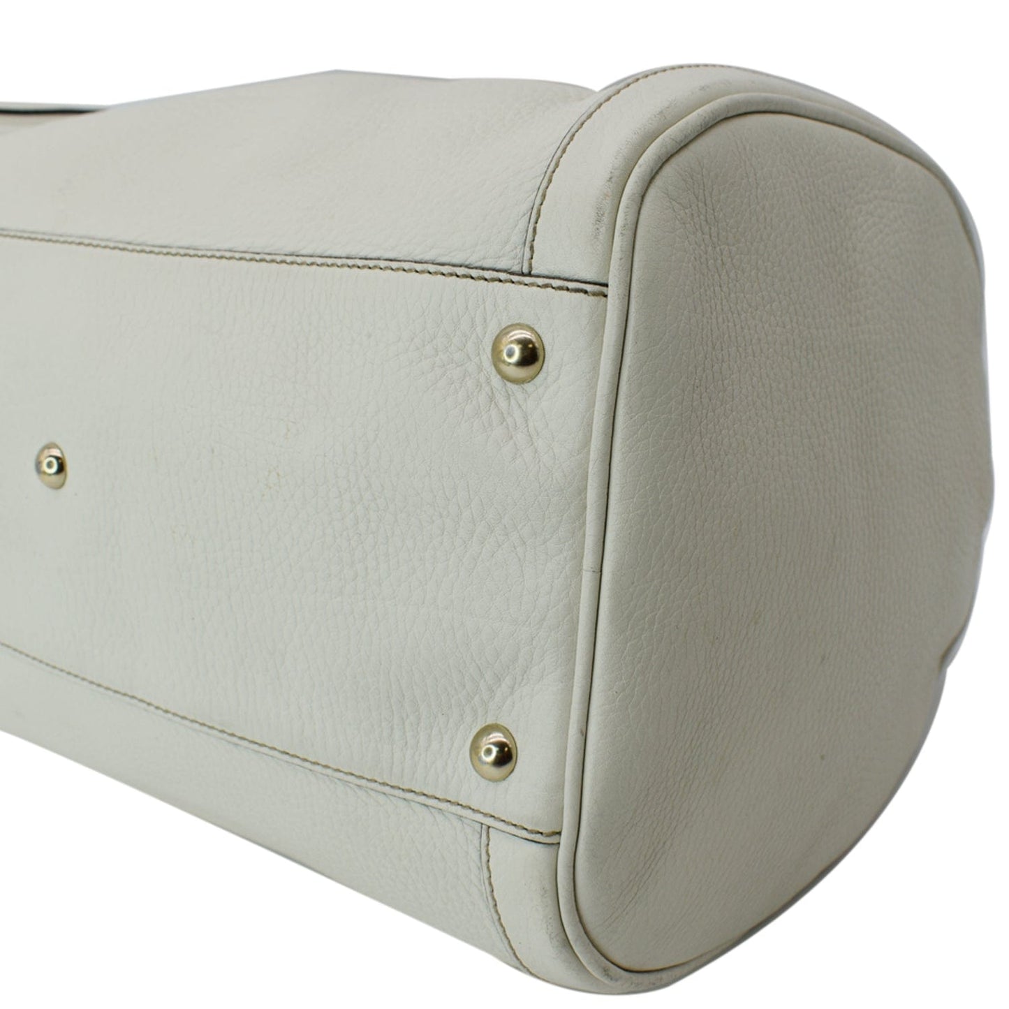 GUCCI Soho Leather Boston Bag White 282302