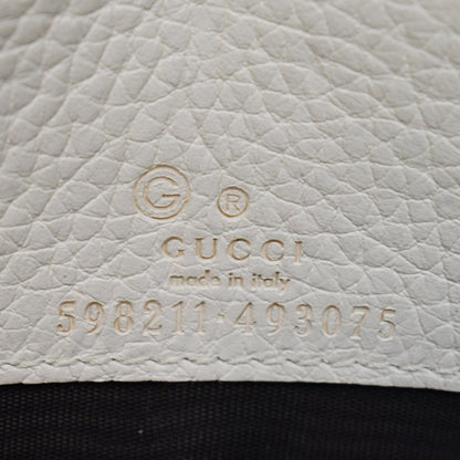 GUCCI Mini Soho Pebbled Leather Wallet On Chain Crossbody Bag Cream 598211