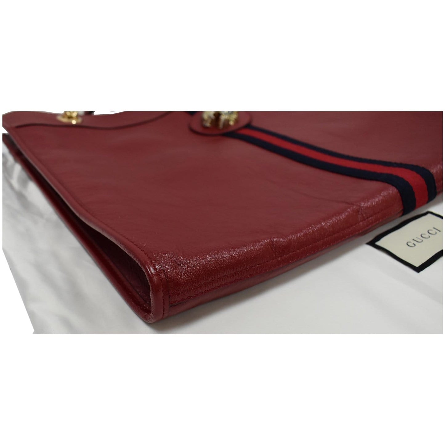 GUCCI Rajah Large Leather Tote Shoulder Bag Red 537219