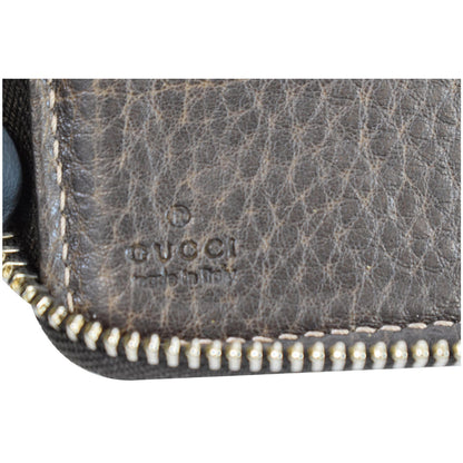 GUCCI Bamboo GG Canvas Zippy Organizer Wallet Beige 232977