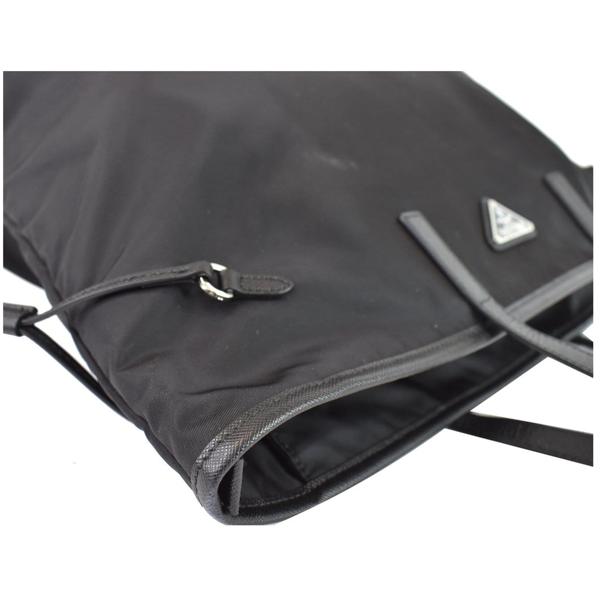 PRADA Vela Side-Cinch Nylon Tote Shoulder Bag Black