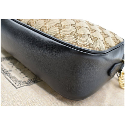 GUCCI GG Marmont Small Matelasse Canvas Leather Crossbody Bag Beige 447632