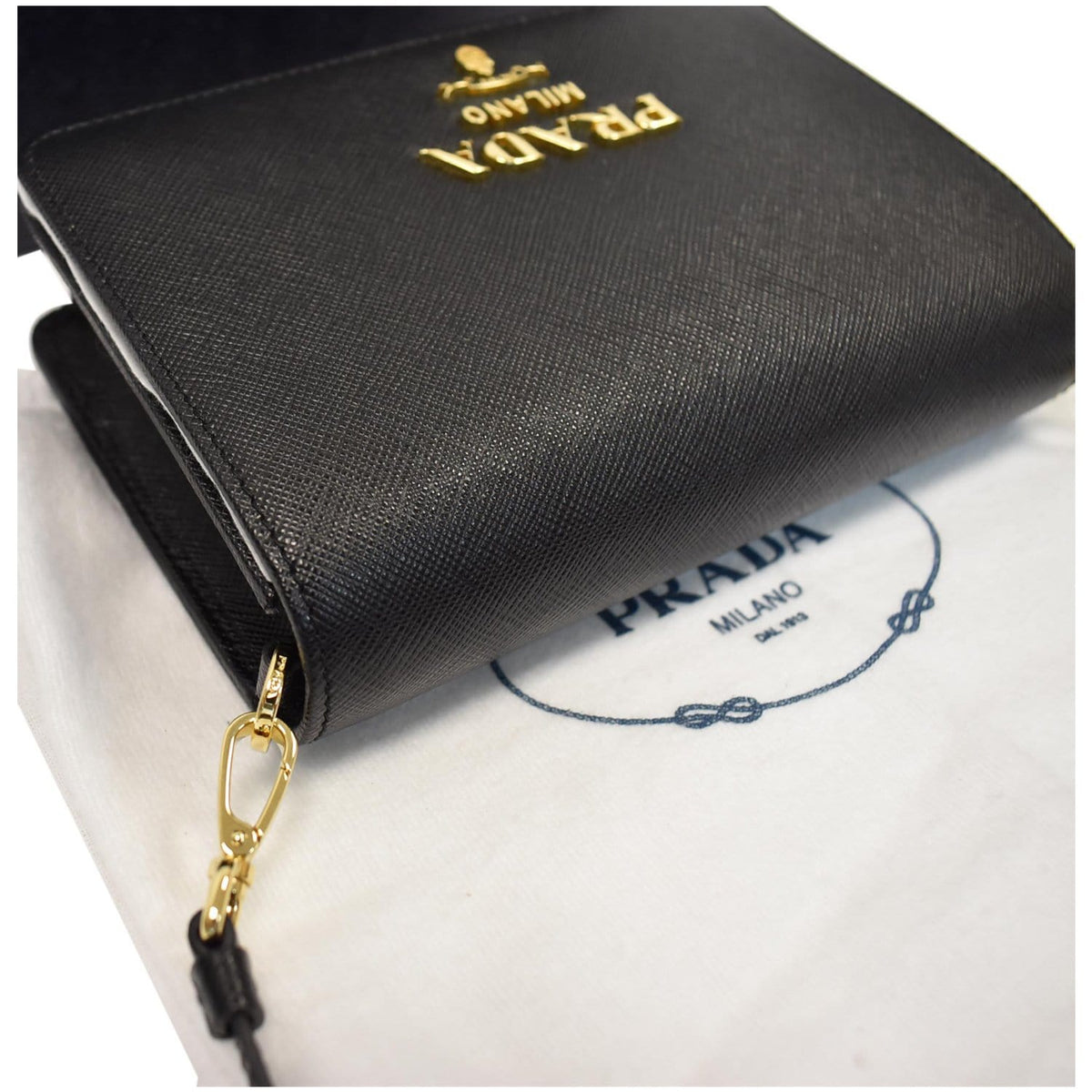 PRADA Saffiano Leather Mini Shoulder Bag Black