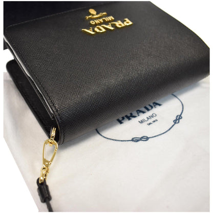 PRADA Saffiano Leather Mini Shoulder Bag Black