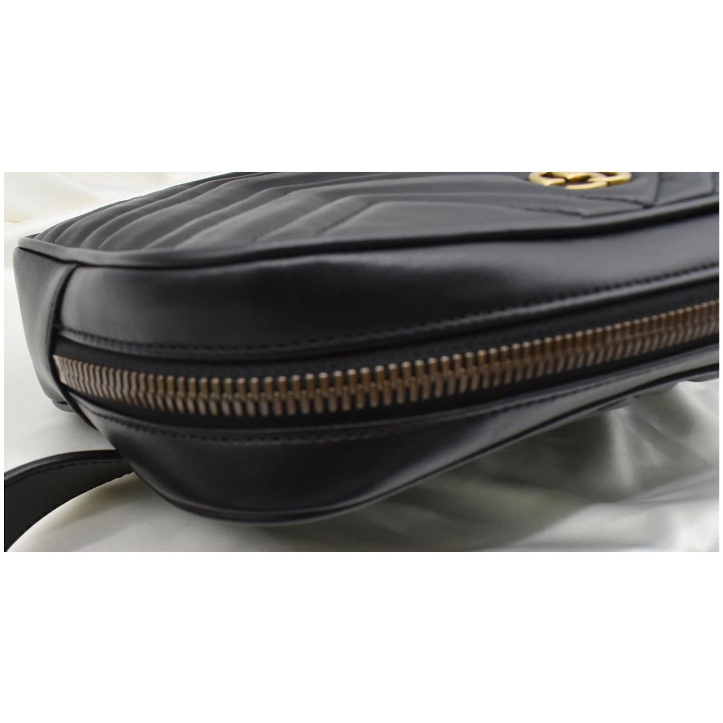 GUCCI GG Marmont Matelasse Leather Belt Bag Black 523380