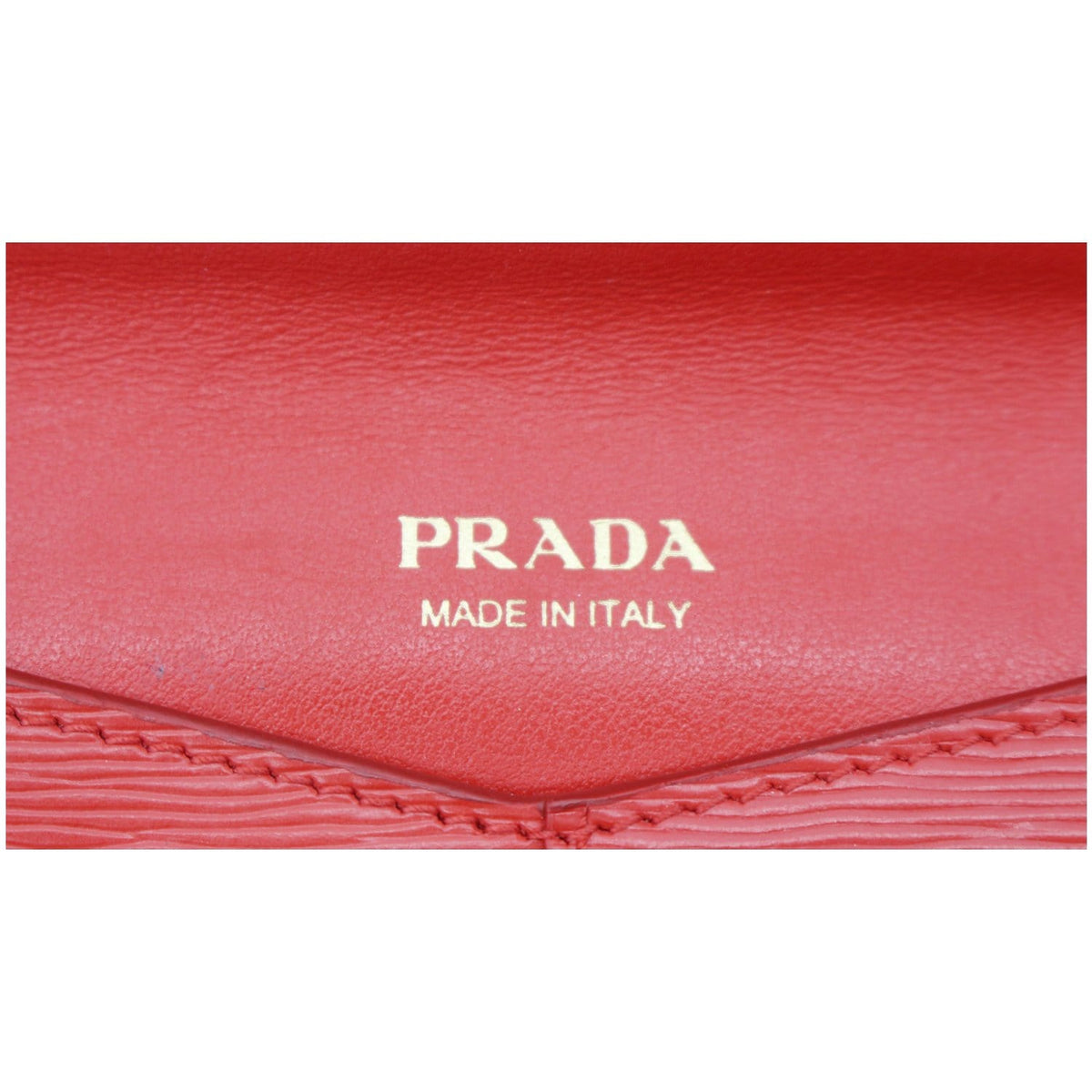 PRADA Envelope Leather Clutch Wallet Red