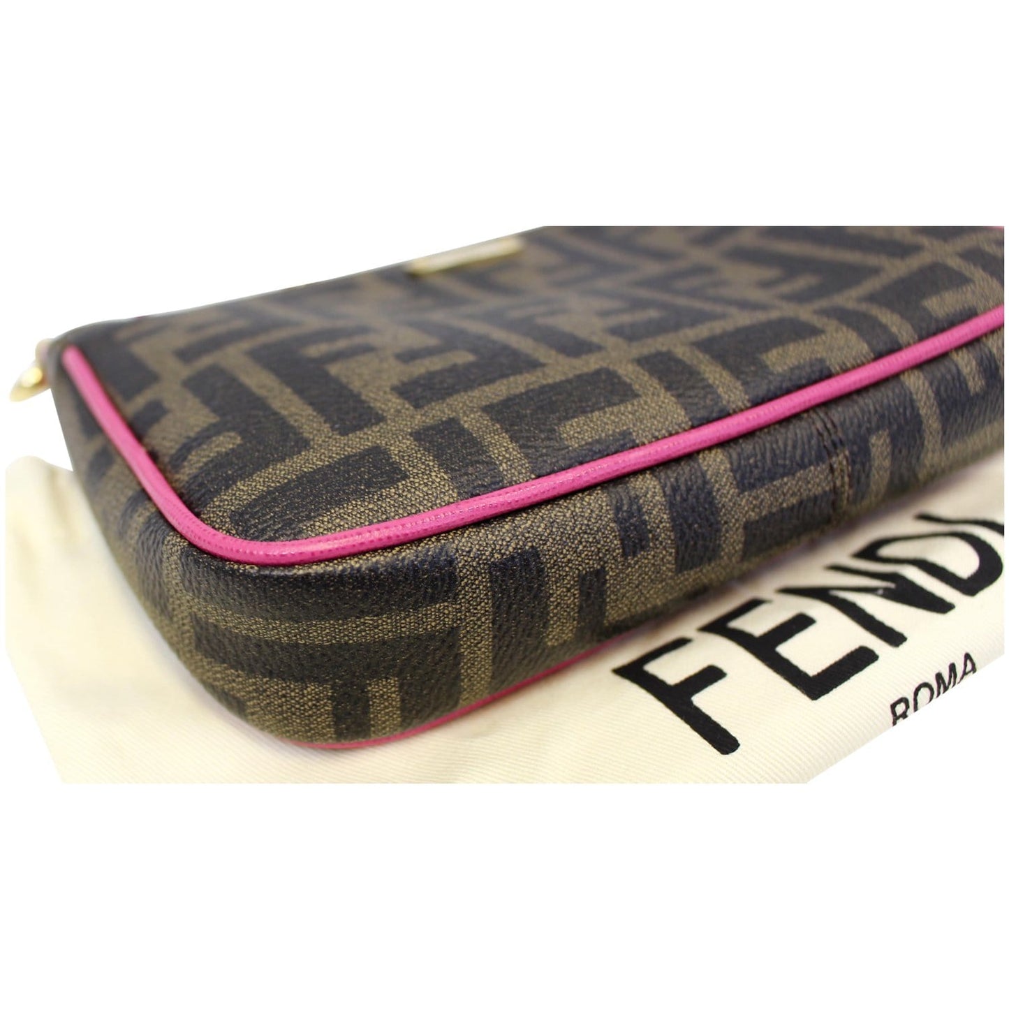 FENDI Spalmati Zucca Pochette Pouch Fuchsia