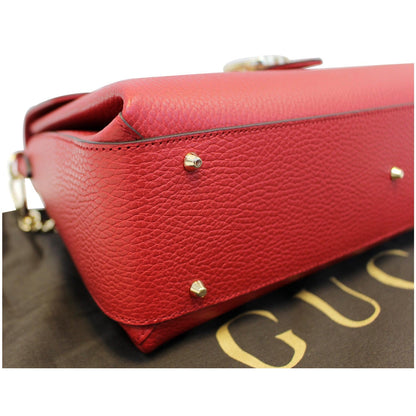 GUCCI Interlocking GG Calfskin Leather Medium Shoulder Bag Red