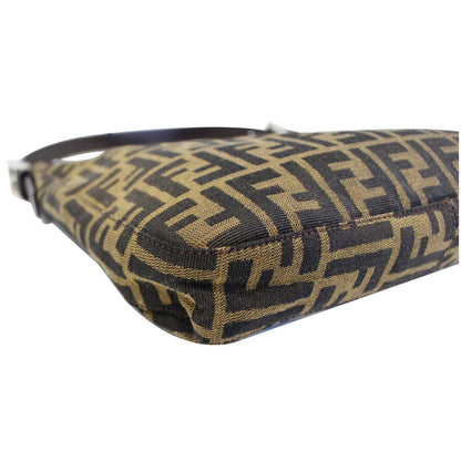 FENDI Zucca Canvas Hobo Shoulder Bag Brown