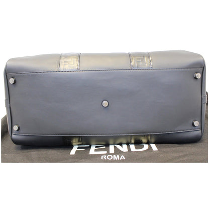 FENDI Black Leather Weekender Satchel Shoulder Bag
