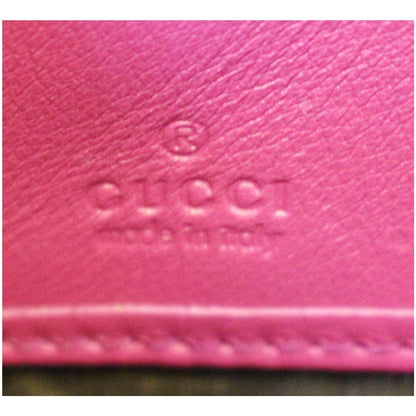 GUCCI Soho Interlocking G Leather Zip Around Wallet Fuchsia