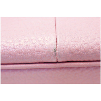 GUCCI Calfskin Bamboo Top Handle Bag Pink