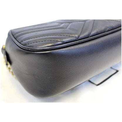 GUCCI GG Marmont Matelasse Small Leather Crossbody Bag Black