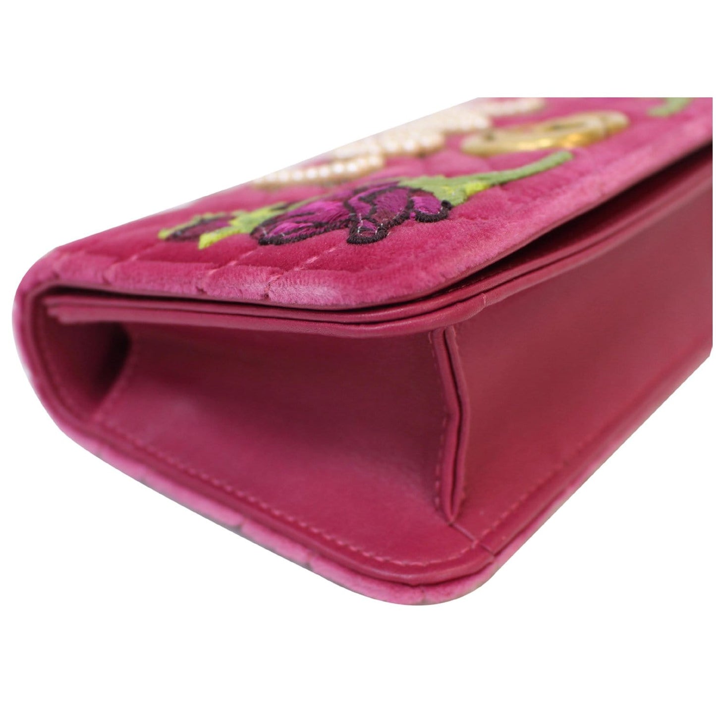 GUCCI Marmont Velvet Love Mini Pearl Embroidered Shoulder Bag Pink