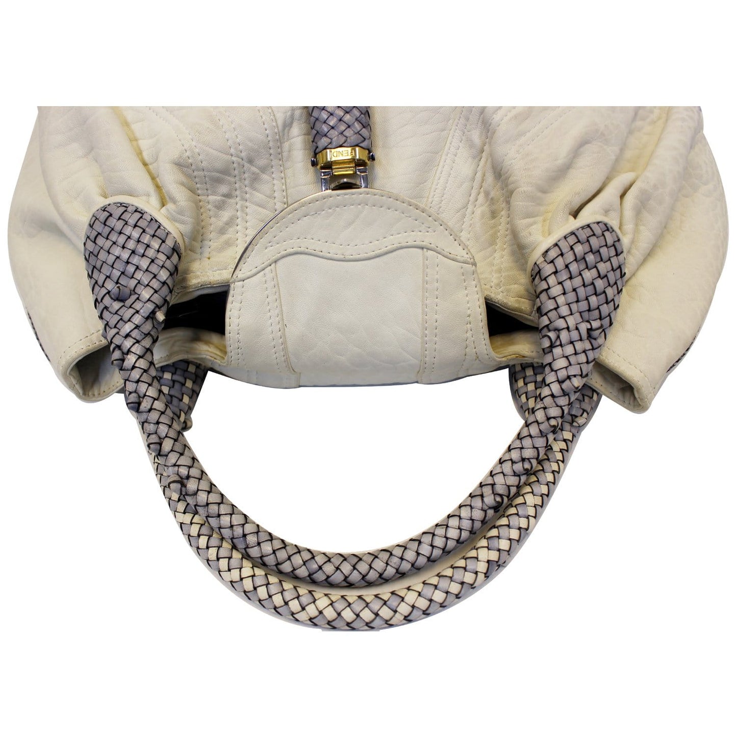FENDI Spy White Leather Satchel Bag